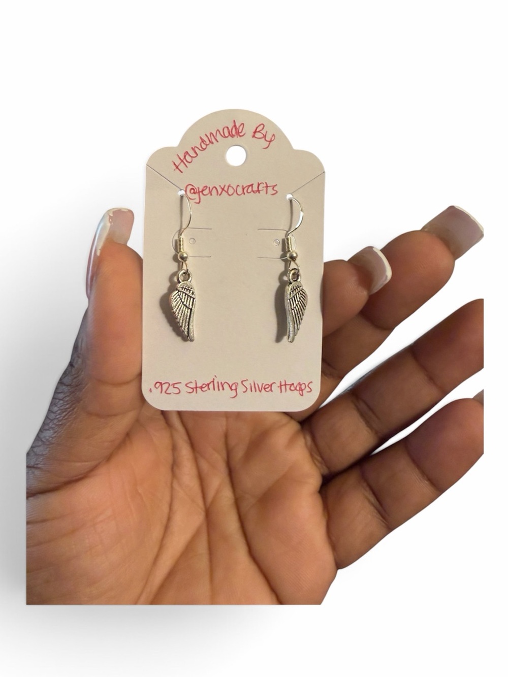 New! Jenny’s Handmade Silver Wing 🪽 Earrings- .925 Sterling Silver Hoops